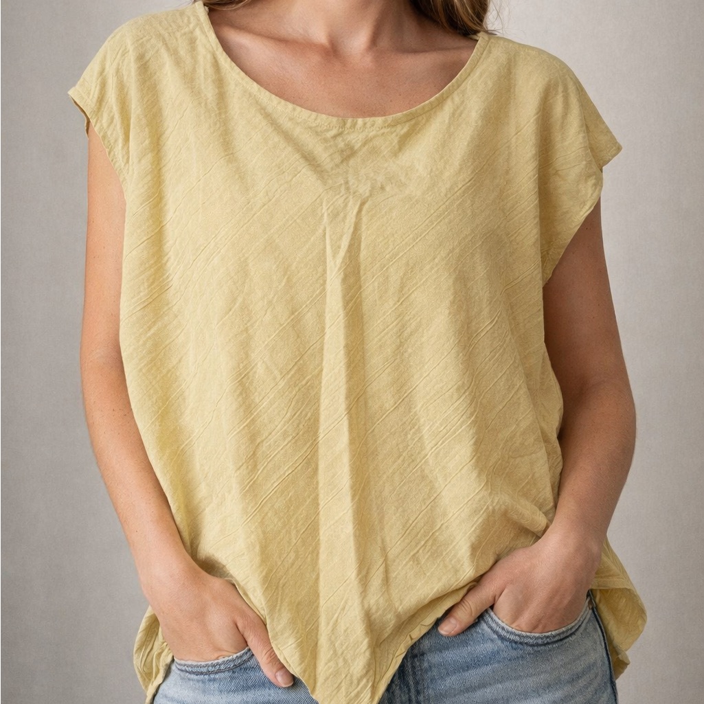 Nwt Free People Free-Est Yellow Cotton Asymmetrical Top Sz Large